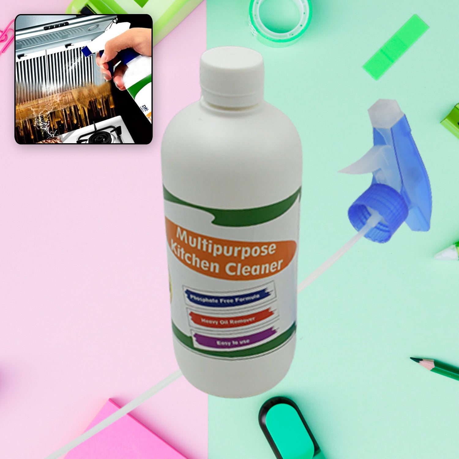 0310 Kitchen Cleaner Spray Oil & Grease Stain Remover Stove & Chimney Cleaner Spray Non-Flammable Nontoxic Magic Degreaser Spray for Kitchen Gas Stove Cleaning Spray (Approx 500ML) 0310 Kitchen Cleaner Spray Oil & Grease Stain Remover Stove & Chimney Cleaner Spray Non-Flammable Nontoxic Magic Degreaser Spray for Kitchen Gas Stove Cleaning Spray (Approx 500ML)